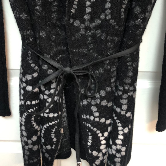 Ana Couture Black with gray sweater coat with tie - Picture 6 of 6